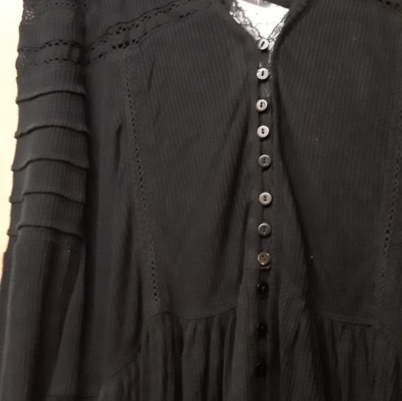 Free People Black Lace Button Peasant Top Set To Stun S P New Tags - Picture 6 of 16